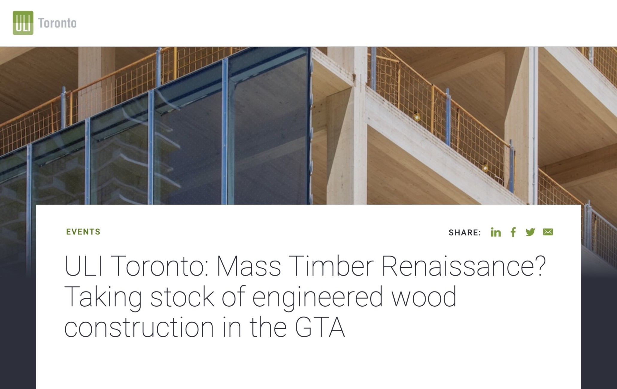 ULI Toronto Event on Mass Timber Construction