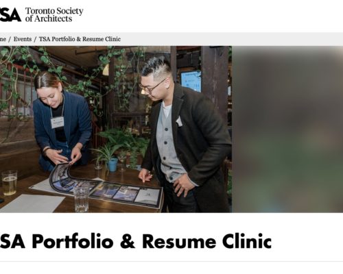 Toronto Society of Architects’ “TSA Portfolio & Resume Clinic”